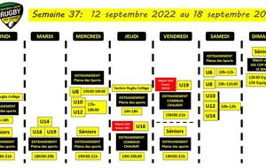 calendrier de la semaine du 12 au 18 septembre 2022